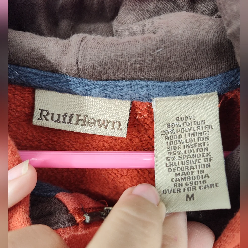 Ruff Hewn Vibrant Orange Kids Full Zipp Up Hoodie Size Medium